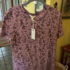 Lucky Brand Pink Short Sleeve T-Shirt with Floral Design